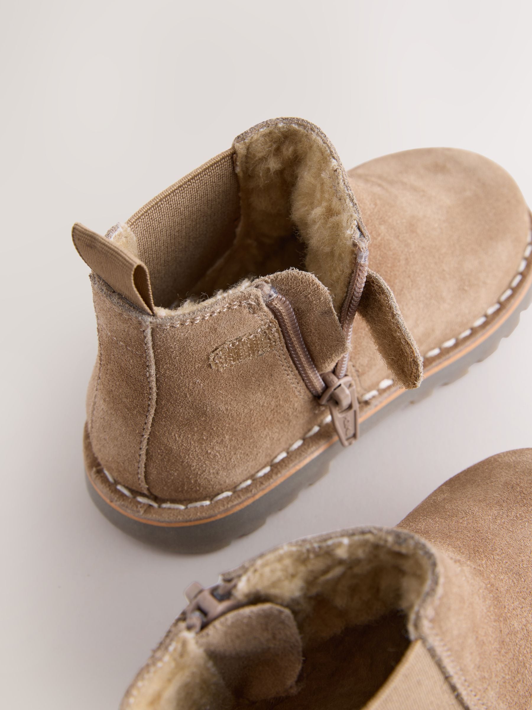 Neutral Brown Wide Fit (G) Suede Chelsea Boots image 6