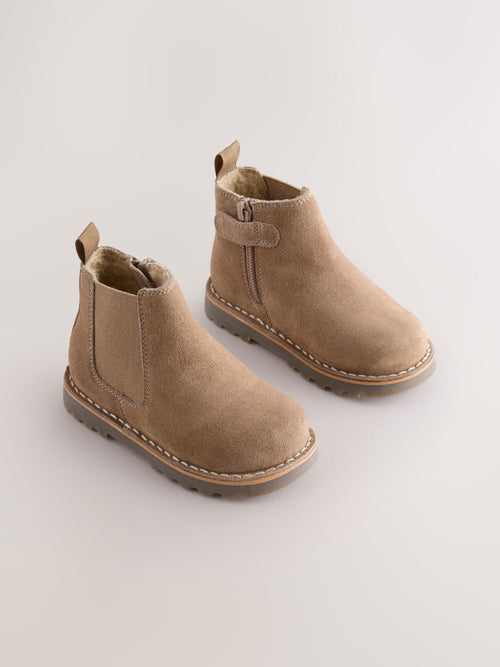 Neutral Brown Wide Fit (G) Suede Chelsea Boots image 1