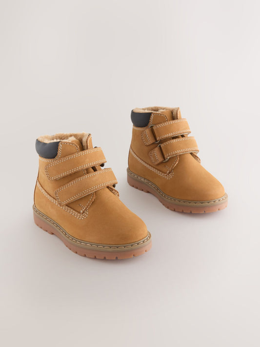 Dsiney Kidz - Tan Brown Wide Fit (G) Leather Thermal Thinsulate™ Lined Touch Fastening Work Boots image 1