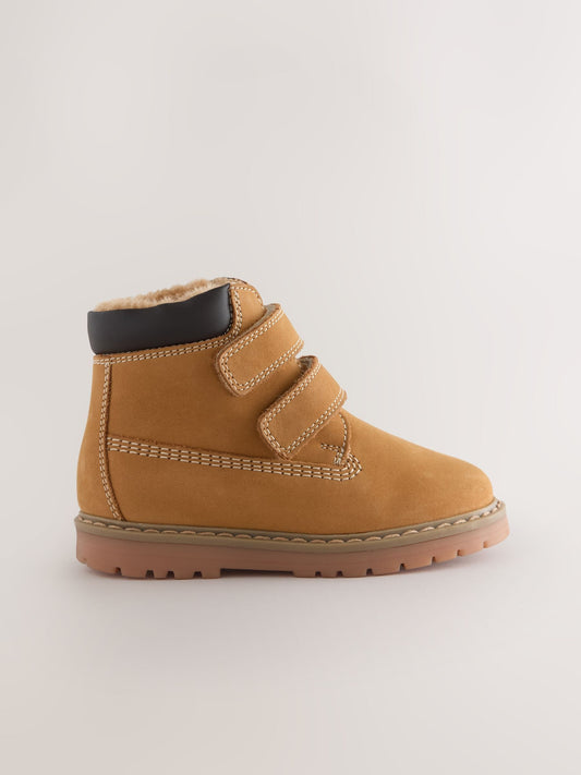 Dsiney Kidz - Tan Brown Wide Fit (G) Leather Thermal Thinsulate™ Lined Touch Fastening Work Boots image 2