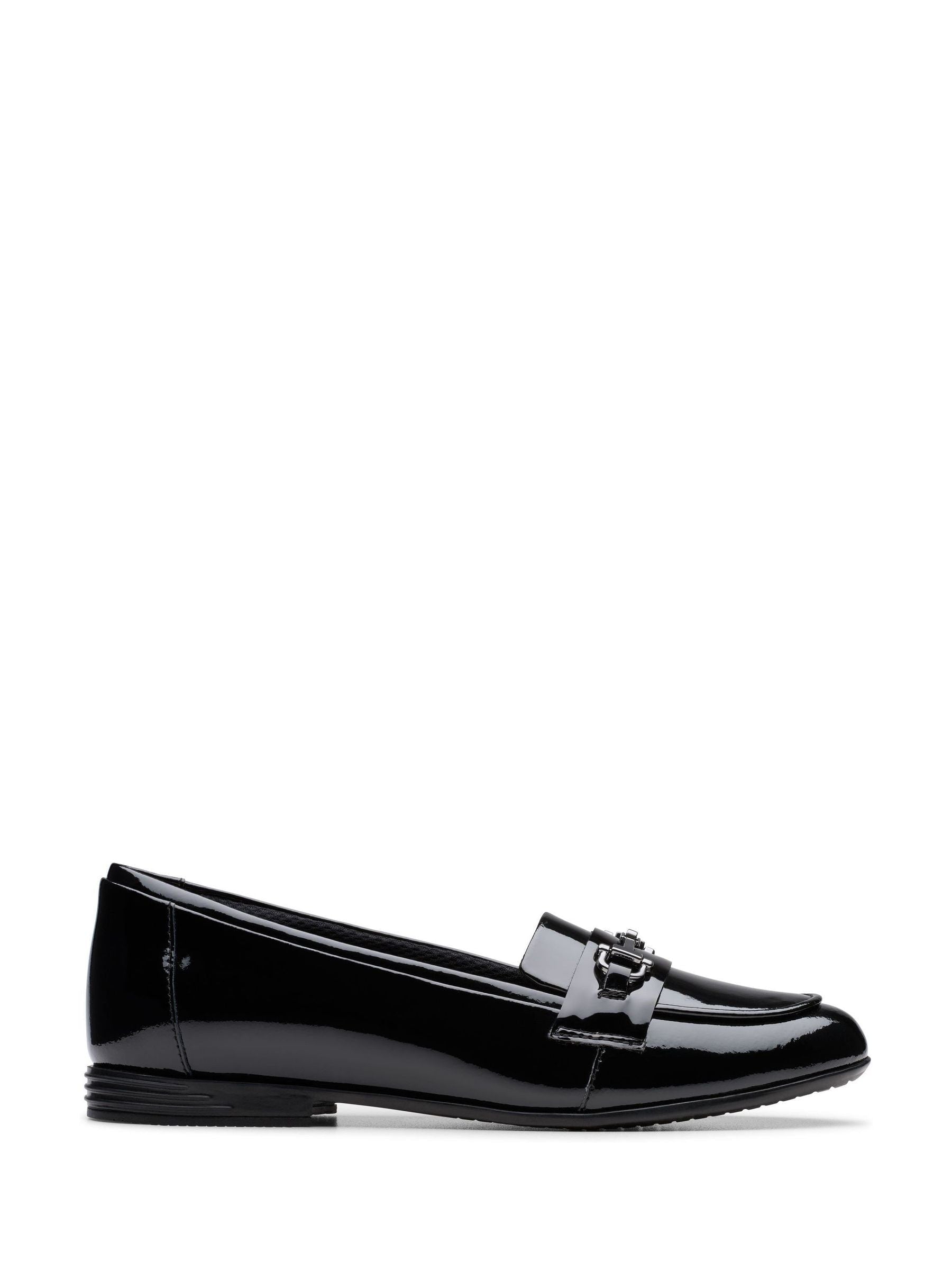 Dsiney Kidz - Clarks Black Patent Standard Fit (F) Finja Loafer Older Shoes image 1