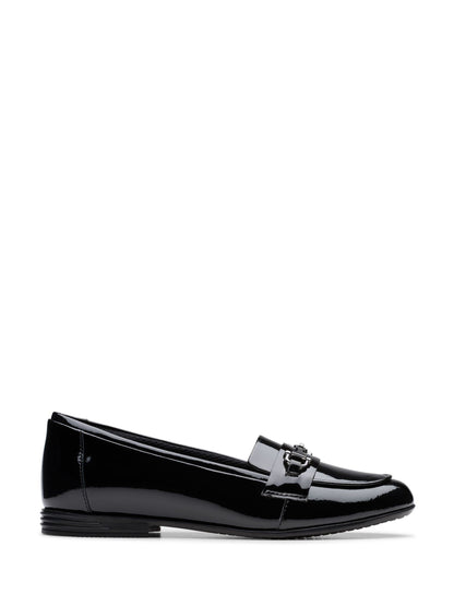 Dsiney Kidz - Clarks Black Patent Standard Fit (F) Finja Loafer Older Shoes image 1