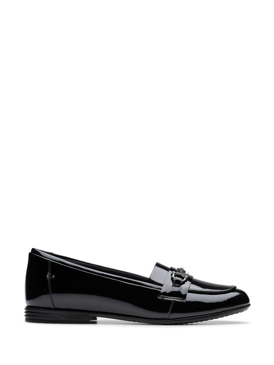 Dsiney Kidz - Clarks Black Patent Standard Fit (F) Finja Loafer Older Shoes image 1