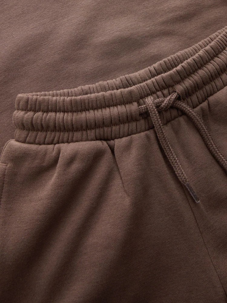 Chocolate Brown Single Printed Crew Neck Sweat Top & Jogger