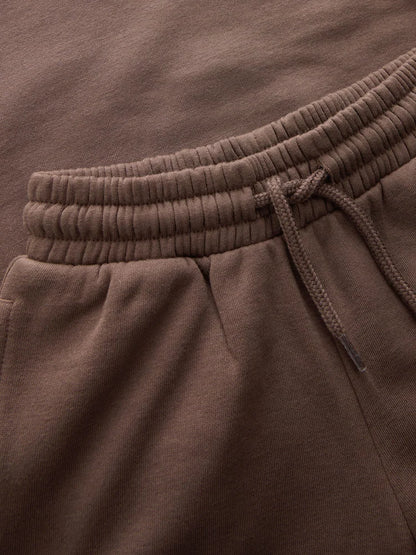 Chocolate Brown Single Printed Crew Neck Sweat Top & Jogger