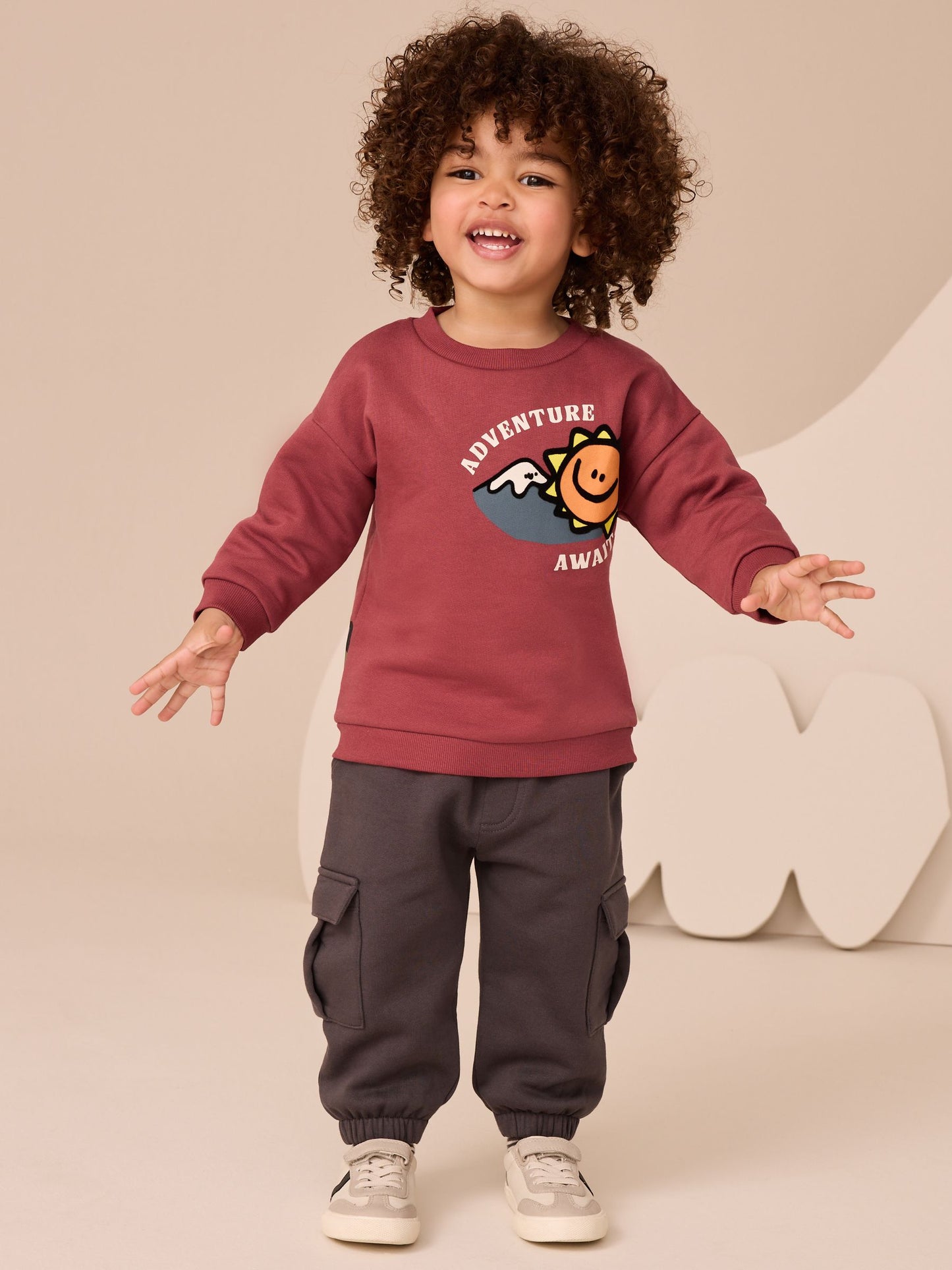 Burgundy Red Sweatshirt and Utility Joggers Set (3mths-7yrs) image 1