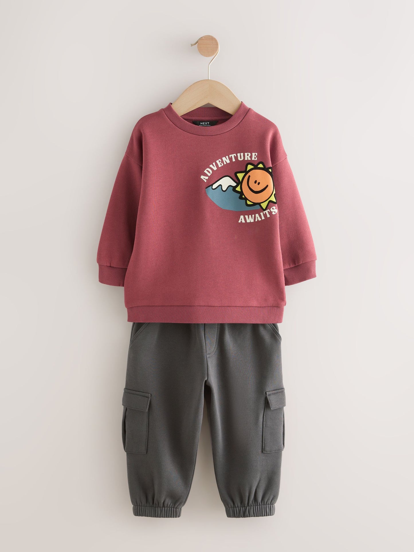 Burgundy Red Sweatshirt and Utility Joggers Set (3mths-7yrs) image 5