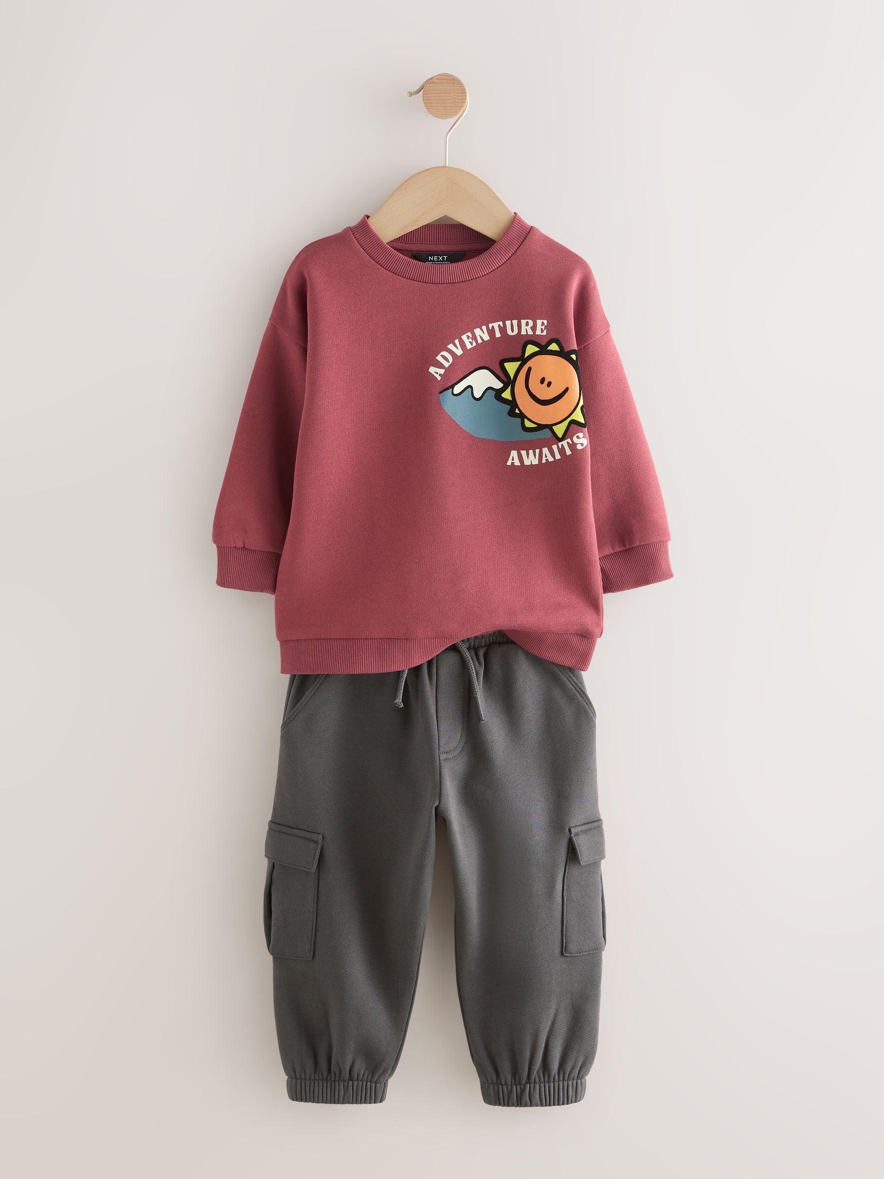 Burgundy Red Sweatshirt and Utility Joggers Set (3mths-7yrs) image 6