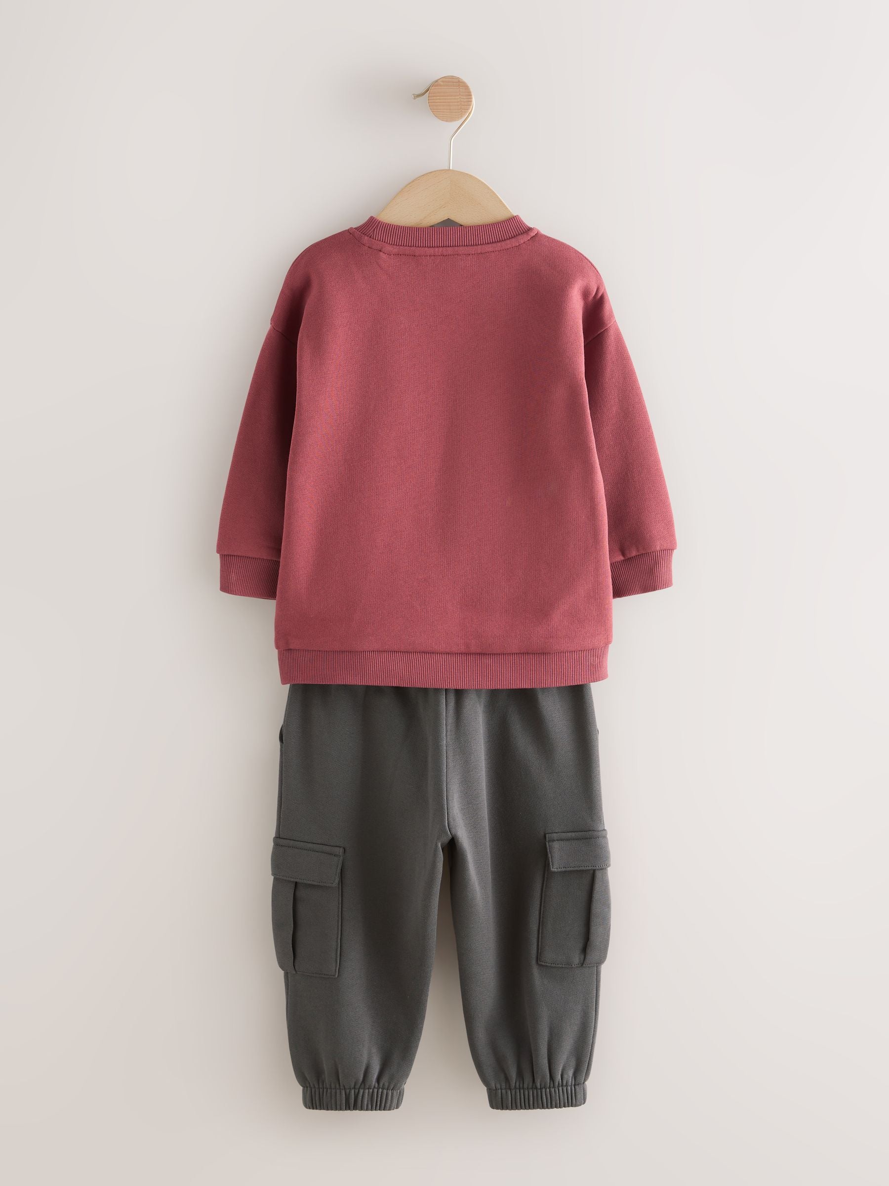Burgundy Red Sweatshirt and Utility Joggers Set (3mths-7yrs) image 7