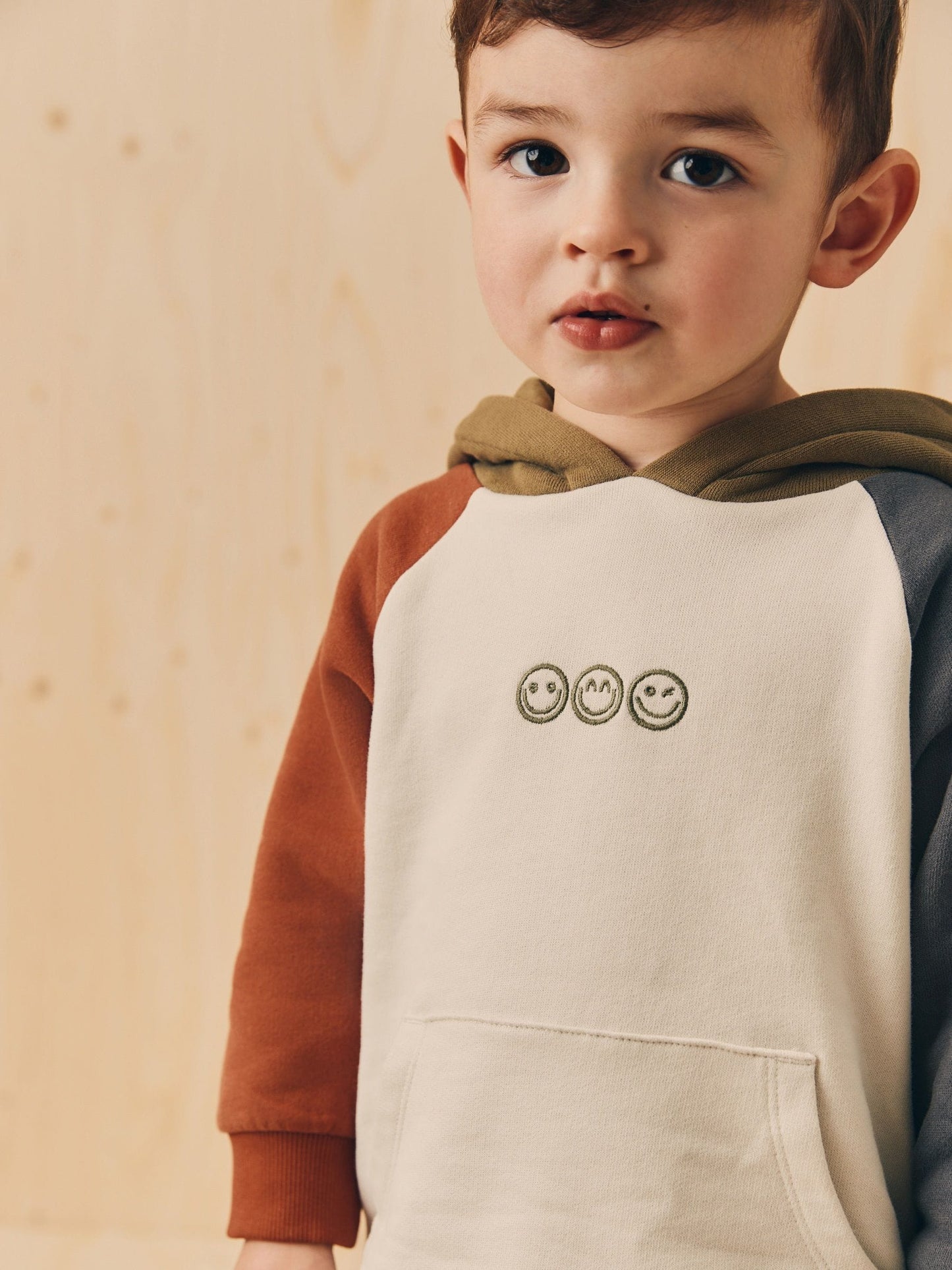 Ecru Off White and Charcoal Grey Colourblock Hoodie and Joggers Set (3mths-7yrs)