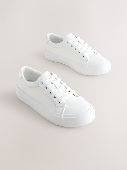 White Standard Fit (F) Lace-Up Smart Trainers image 1