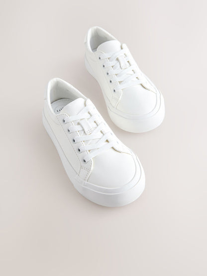 White Standard Fit (F) Lace-Up Smart Trainers image 4