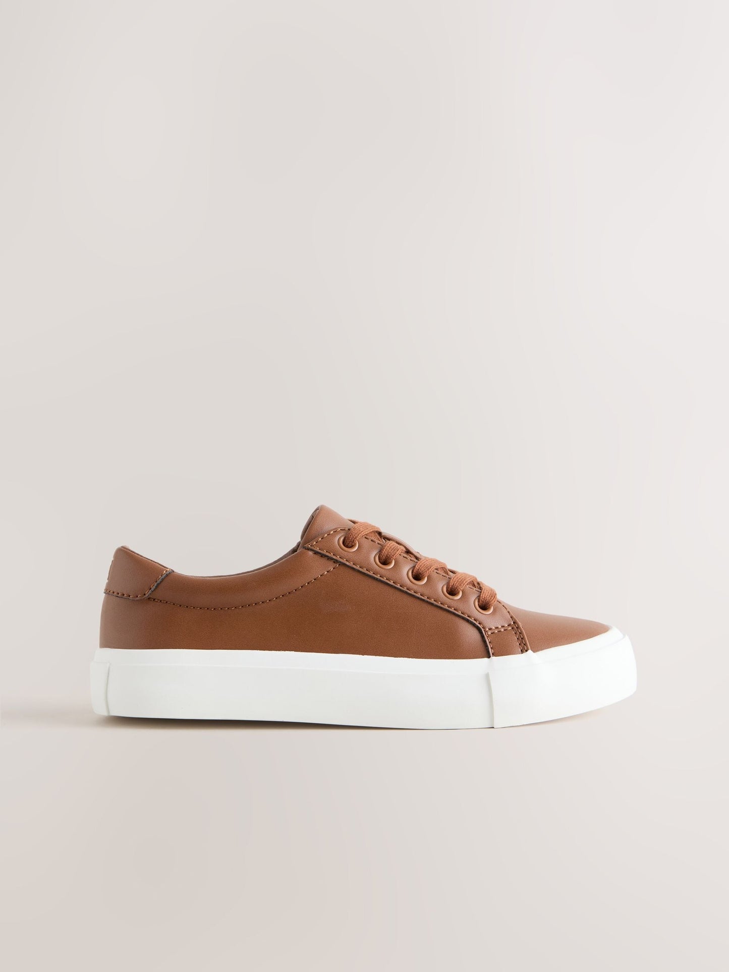 Tan Brown Standard Fit (F) Lace-Up Smart Trainers image 2