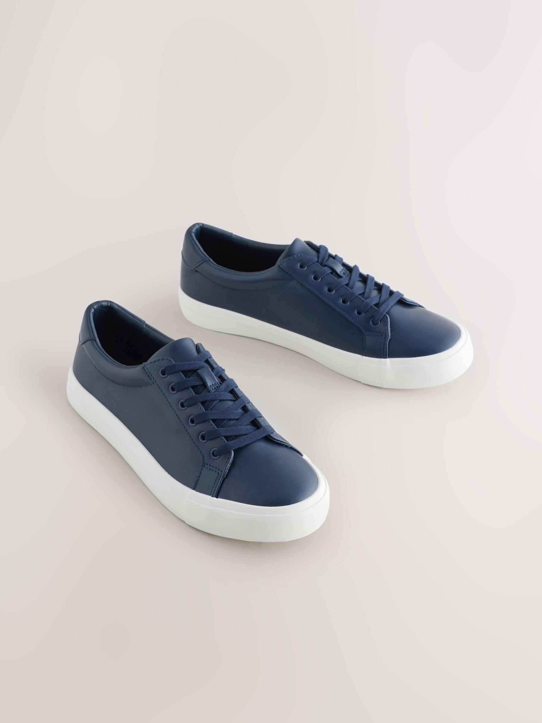 Navy Standard Fit (F) Lace-Up Smart Trainers image 1