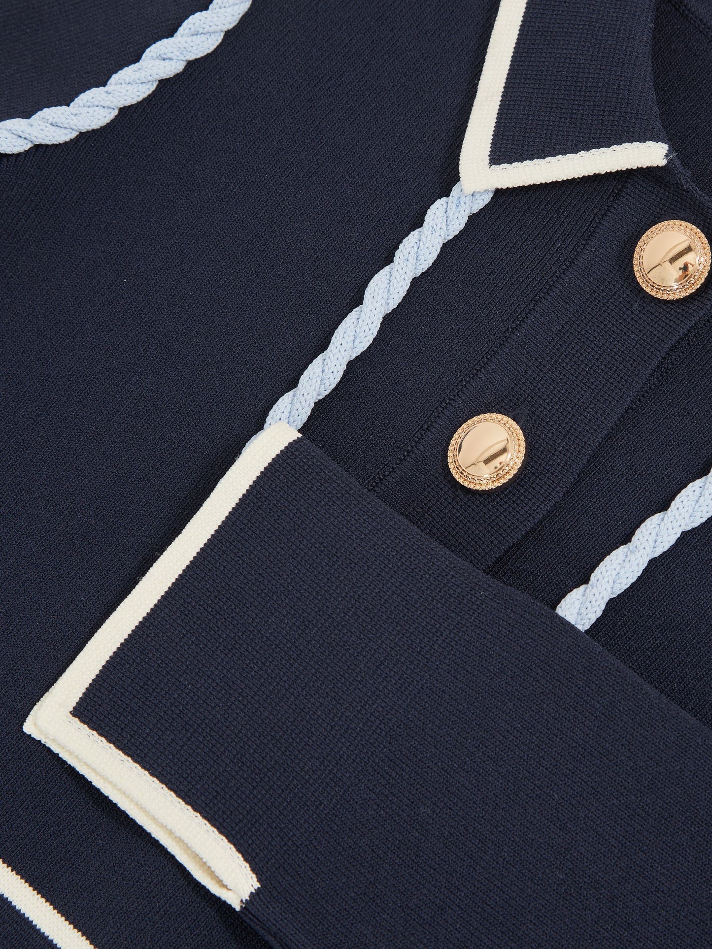 Reiss Navy Freya 3-9 yrs Piped Knitted Skater Dress image 4