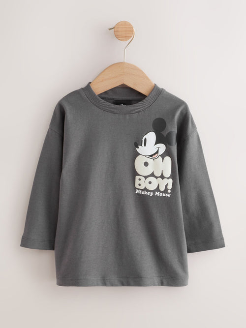 Charcoal Grey Mickey Mouse Long Sleeve T-Shirt (3mths-8yrs) image 1