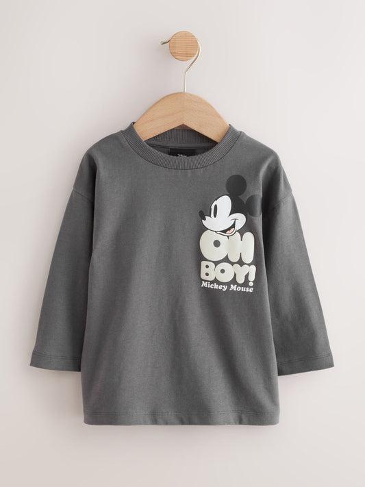 Charcoal Grey Mickey Mouse Long Sleeve T-Shirt (3mths-8yrs) image 1