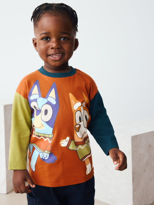 Rust Brown Bluey Long Sleeve T-Shirt (12mths-8yrs) image 1