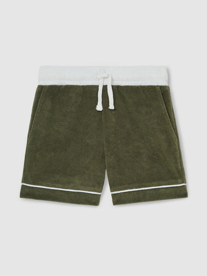Dsiney Kidz - Reiss Green Multi Selvio 3-9 yrs Velour Colour-Block Shorts image 2