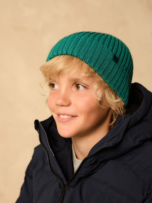Forest Green Knitted Beanie Hat (1-16yrs) image 3