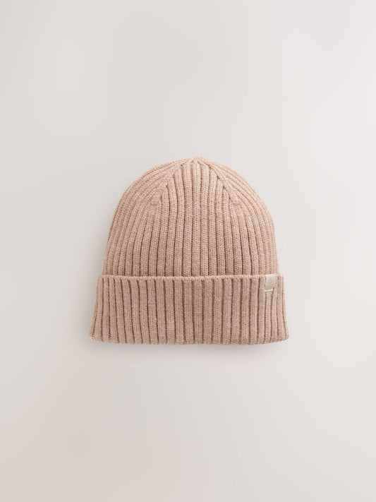 Neutral Beige Knitted Beanie Hat (1-16yrs) image 1