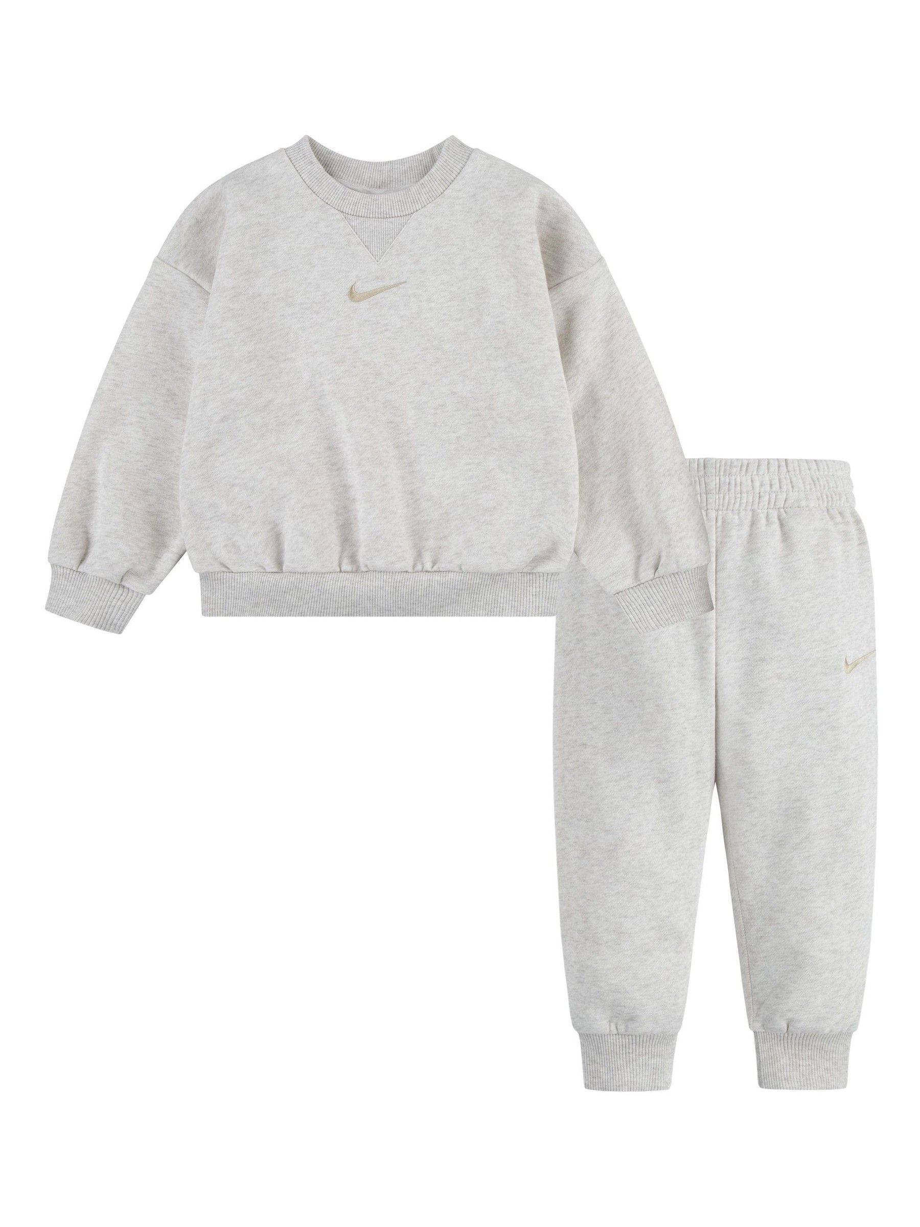 Nike Cream Little Kids Essential Marl Crew Tracksuit Set image 1