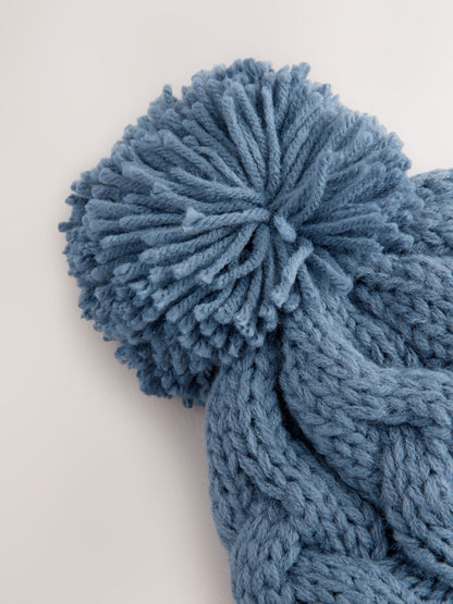 Minerals Blue Cable Knit Pom Hat (1-16yrs) - image 3