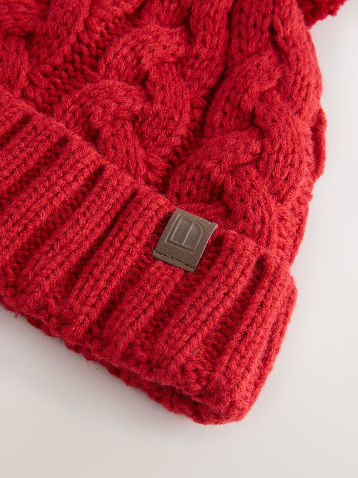 Bright Red Cable Knit Pom Hat (1-16yrs) - image 2