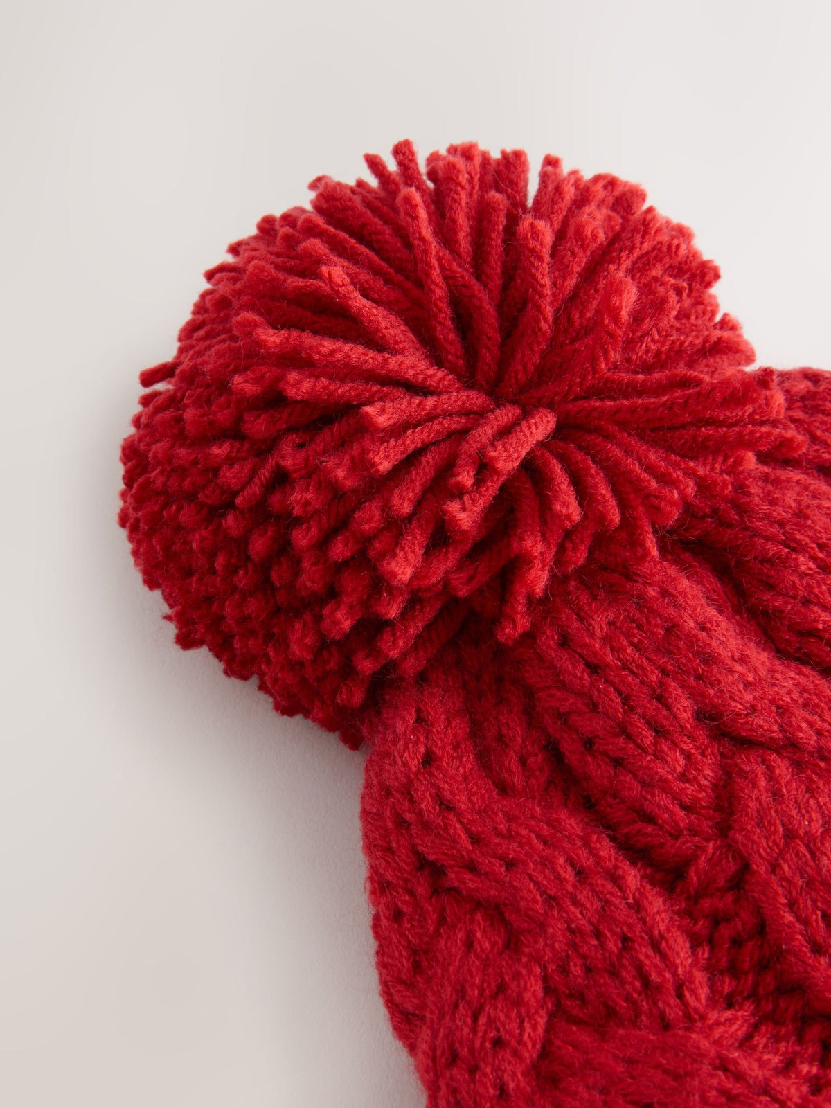 Bright Red Cable Knit Pom Hat (1-16yrs) - image 3