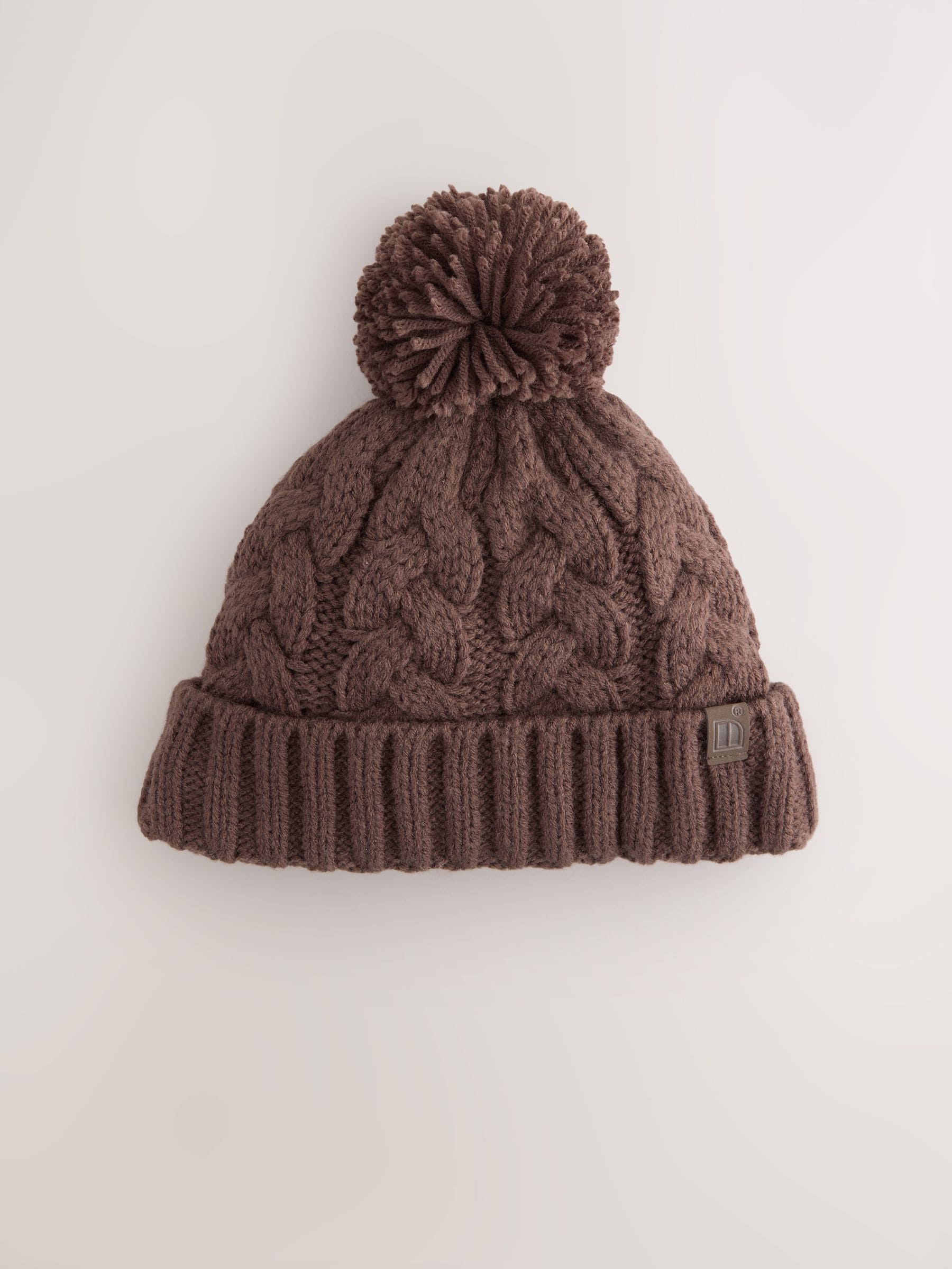 Chocolate Brown Cable Knit Pom Hat (1-16yrs) image 1