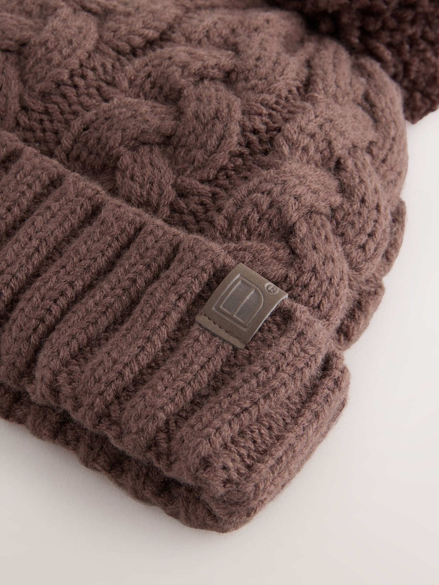 Chocolate Brown Cable Knit Pom Hat (1-16yrs) image 3