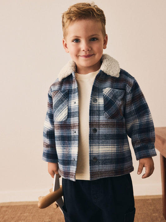 Blue Borg Lined Check Shacket (3mths-7yrs) - image 1