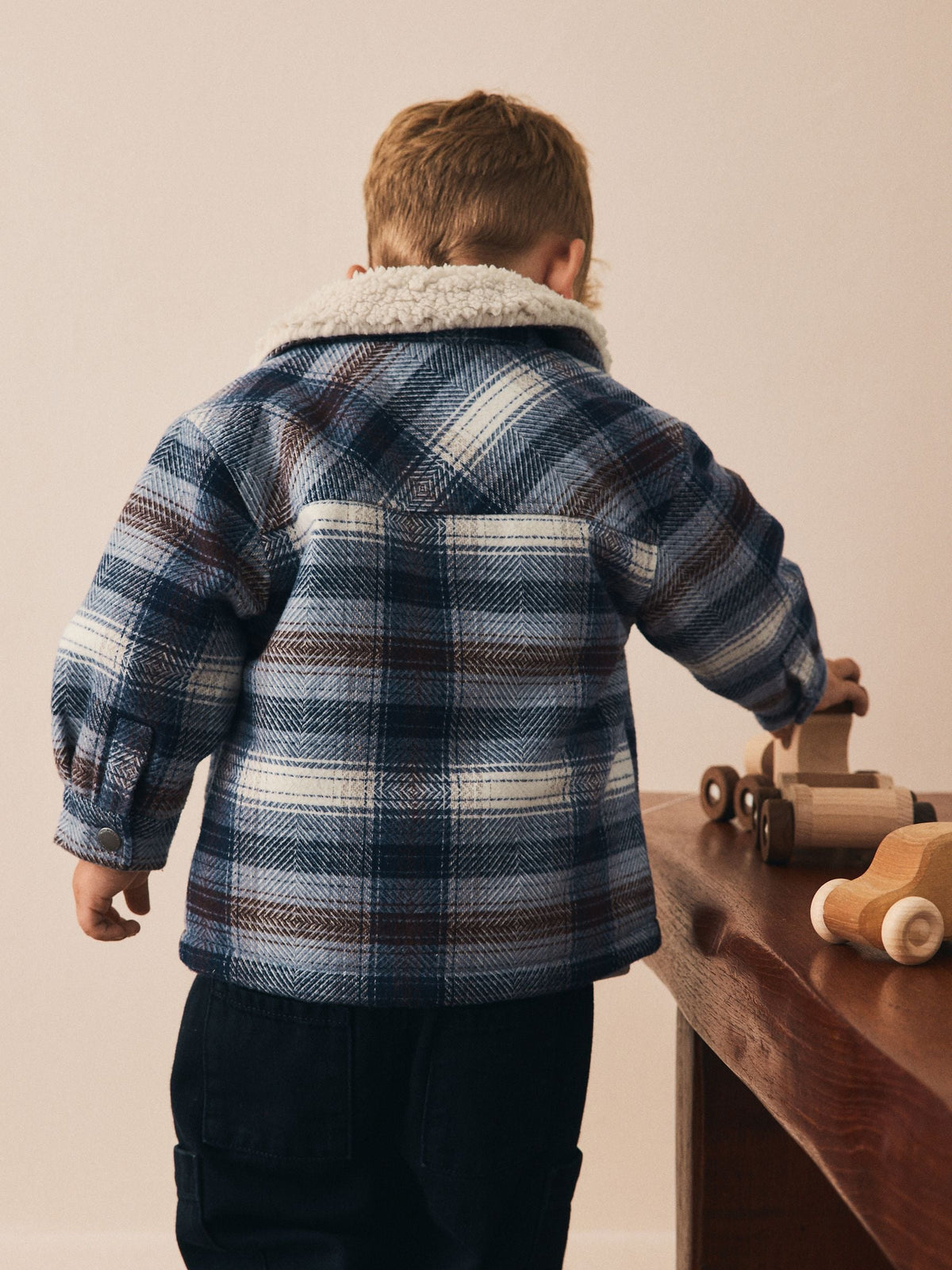 Blue Borg Lined Check Shacket (3mths-7yrs) - image 3