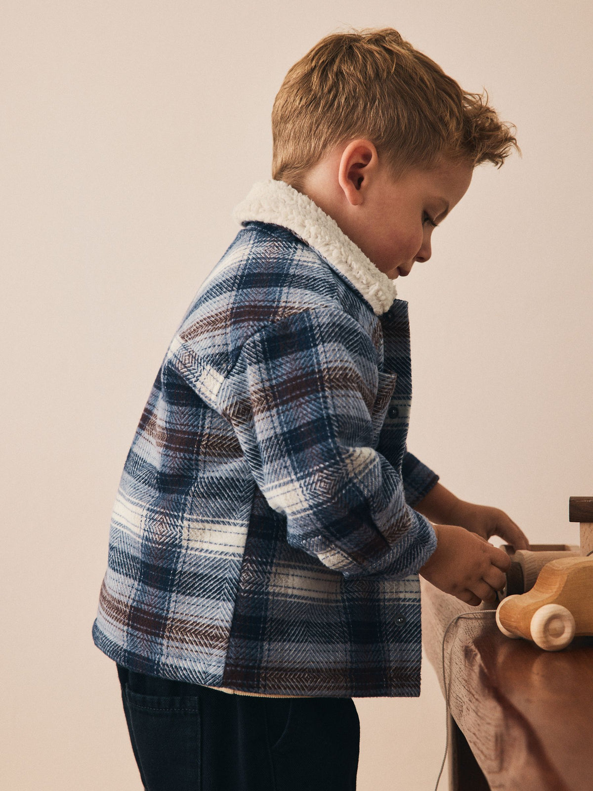 Blue Borg Lined Check Shacket (3mths-7yrs) - image 4