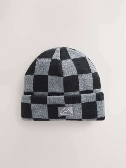 Dsiney Kidz - Black/Grey Check Beanie Hat (1-16yrs) image 1