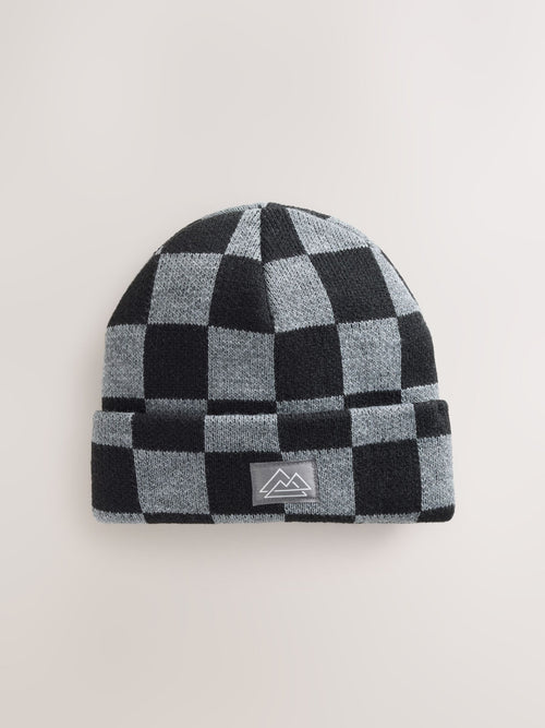 Dsiney Kidz - Black/Grey Check Beanie Hat (1-16yrs) image 1