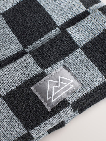 Dsiney Kidz - Black/Grey Check Beanie Hat (1-16yrs) image 2