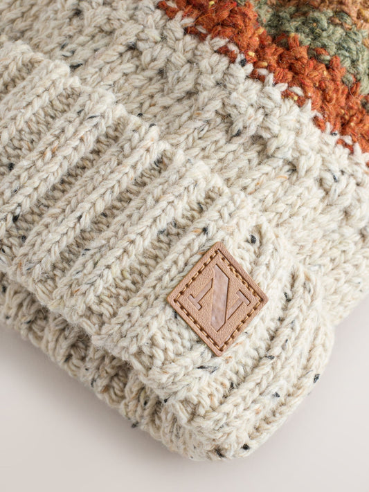 Neutral Stripe Pom Beanie Hat (3mths-16yrs) image 3