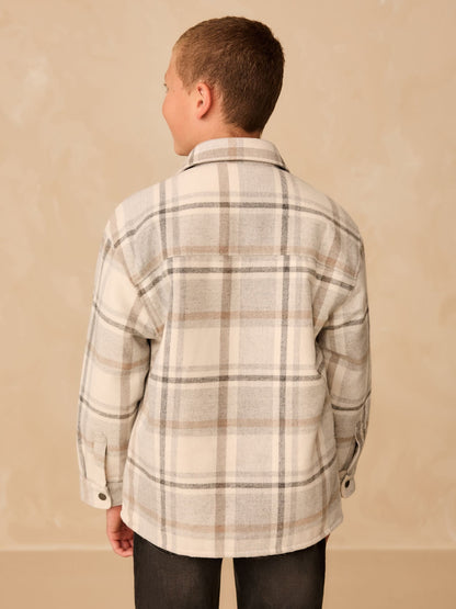 Neutral Check Borg Lined Lined Shacket (3-16yrs) - image 2