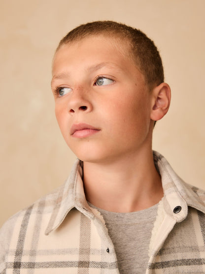 Neutral Check Borg Lined Lined Shacket (3-16yrs) - image 4