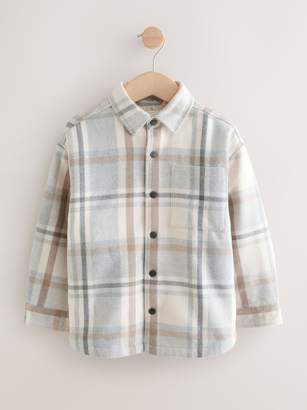 Neutral Check Borg Lined Lined Shacket (3-16yrs) - image 5