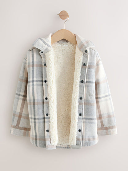 Neutral Check Borg Lined Lined Shacket (3-16yrs) - image 7