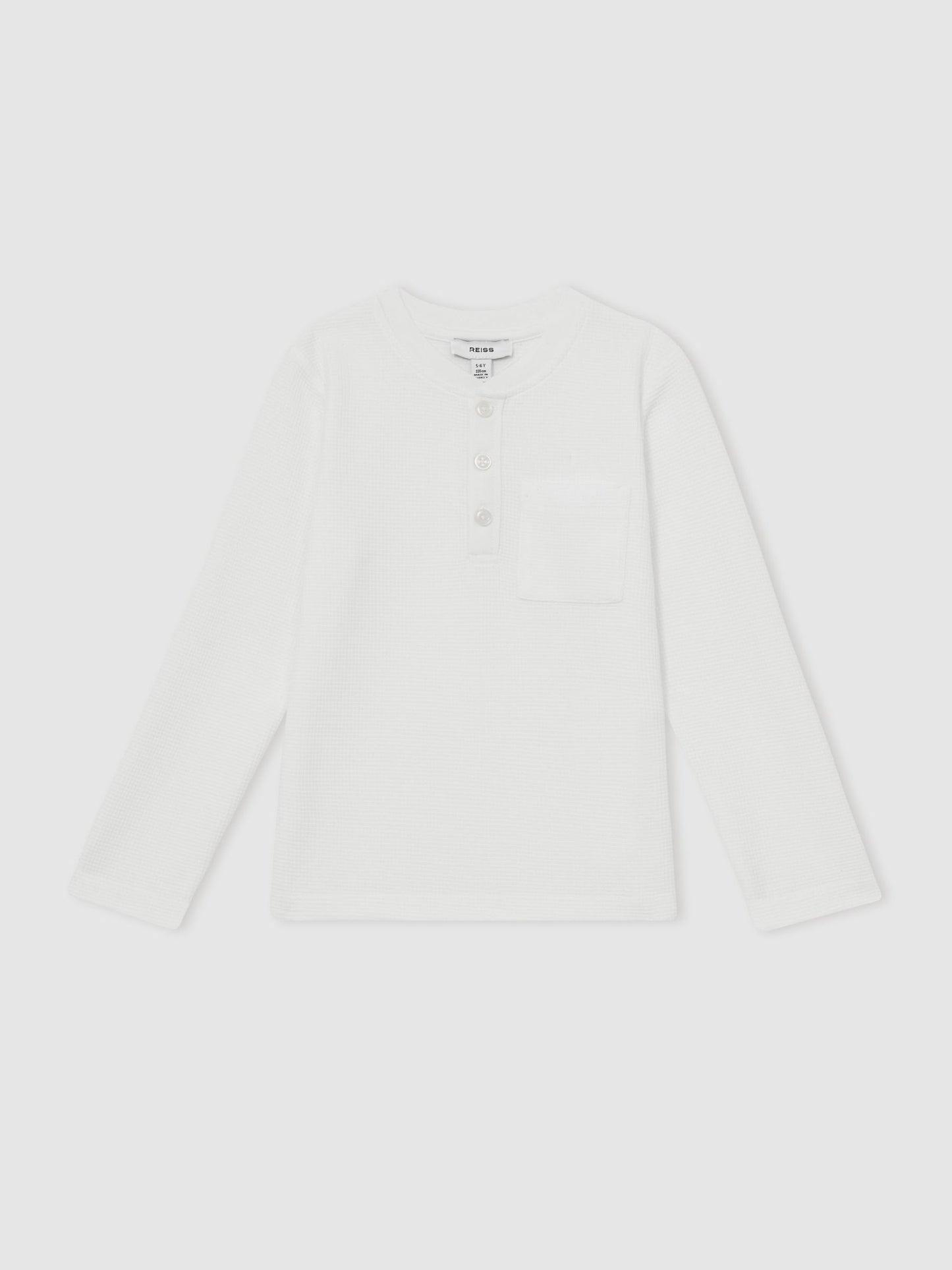 Dsiney Kidz - Reiss White David 3-9 yrs Cotton-Blend Waffle Henley T-Shirt image 2