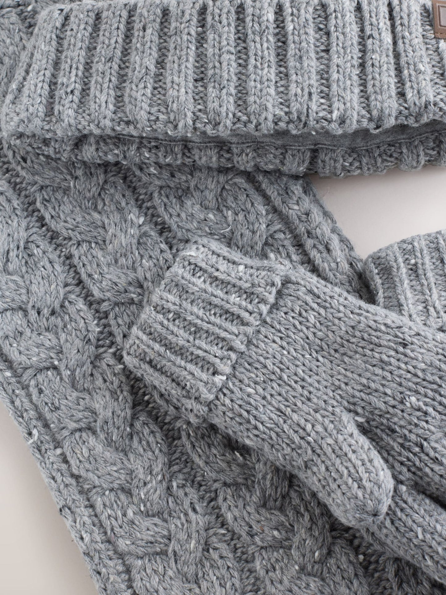 Grey Cable Knit Hat Gloves & Scarf 3 Piece Set (3-16yrs) image 3