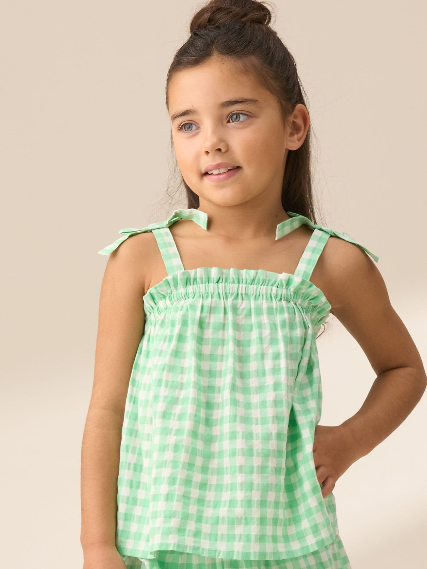 Dsiney Kidz - Angel & Rocket Green Connie Gingham Shirred Top image 1