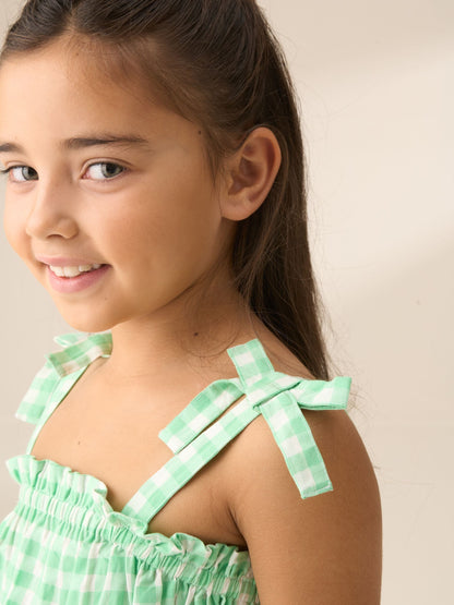 Dsiney Kidz - Angel & Rocket Green Connie Gingham Shirred Top image 2