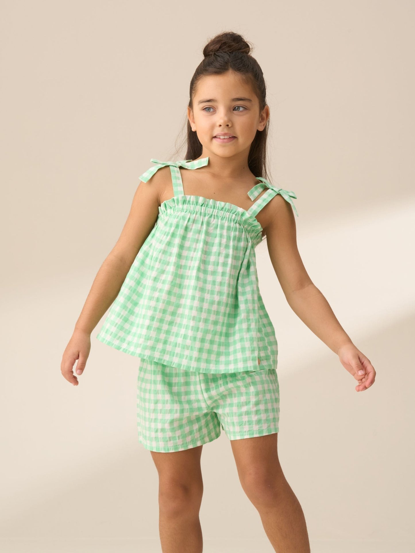 Dsiney Kidz - Angel & Rocket Green Connie Gingham Shirred Top image 3