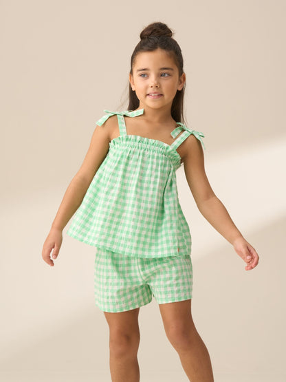 Dsiney Kidz - Angel & Rocket Green Connie Gingham Shirred Top image 3