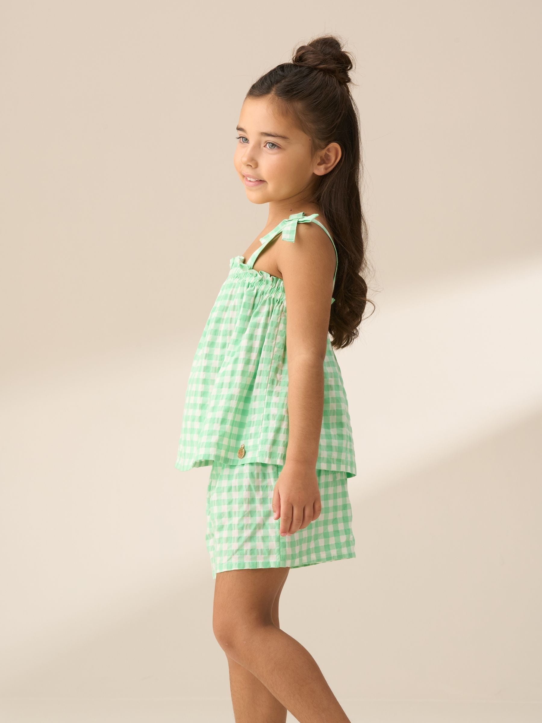 Dsiney Kidz - Angel & Rocket Green Connie Gingham Shirred Top image 4