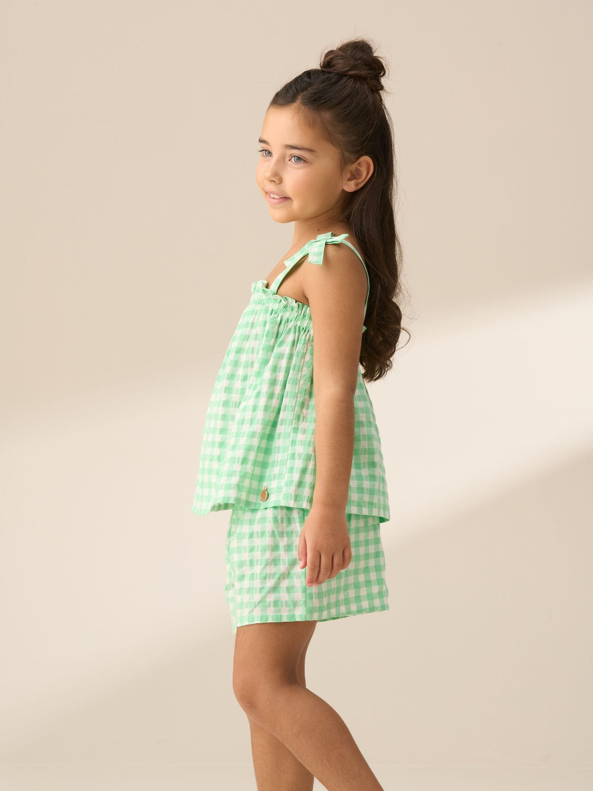 Dsiney Kidz - Angel & Rocket Green Connie Gingham Shirred Top image 4